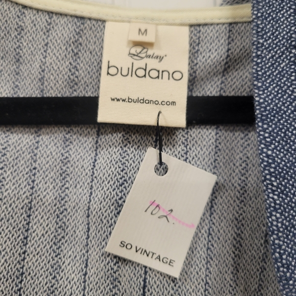 Blue and Cream Belted Sweater Jacket - Picture 2 of 8